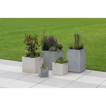 Presbeton květináč LITE CUBE 5 šedá hladká 200x200x200