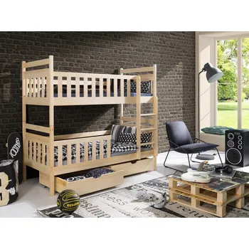 Postel Nabytek-dreveny.cz Patrová postel MONIKA NEW masiv Rozměr postele: 80x160cm, Odstín postele: olše