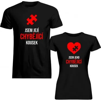 Žertovný předmět Set pro pár - Jsem jeho (její) chybějící kousek - trička s potiskem- Tričkový.cz