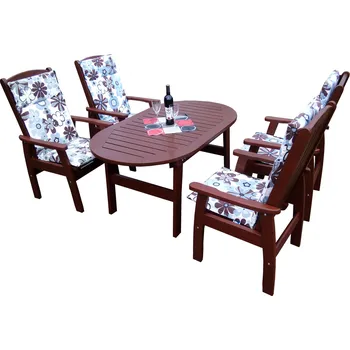 Zahradní sestava ZAHRADNÍ DŘEVĚNÁ SESTAVA DARINA Povrchová úprava dřeva: Bez nátěru, Sestava: Základní sestava stůl a 4 křesla