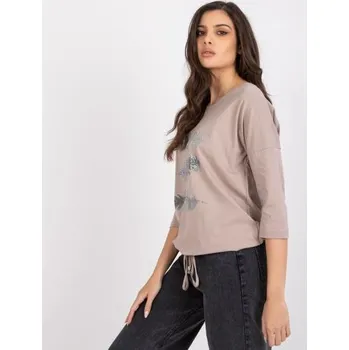 Dámské tričko Dámská halenka s žebrovaným pasem ANISA tmavě béžová