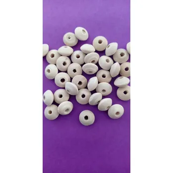 Dětské navlékací korálky Korálky dřevěné disk čočky 1,4cm , 20 ks přírodní /korálek/