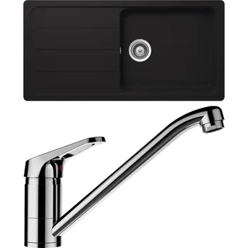 Kuchyňský dřez Set Schock S26-6 (dřez Formhaus D-100L Onyx + baterie Cosmo Chrom)