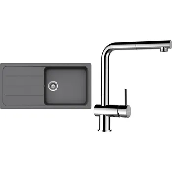 Granitový dřez Set Schock S23-9 (dřez Formhaus D-100L Croma + baterie Epos.120 Chrom)