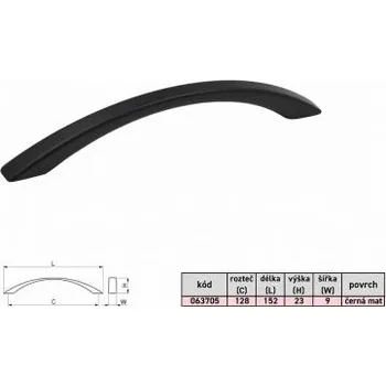 Věšák Úchytka TAMIKA 128 černá-matná