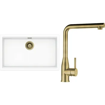 Granitový dřez Set Schock S29-13 (dřez Kiruna N-100XL Day + baterie Keto White Gold + komponenty White Gold)