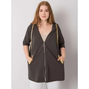 Dámská mikina Dámská mikina na zip plus size LOUNES khaki