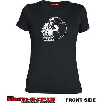 Dámské tričko TEKNOSHOP Vinyl Only Dj tekno tričko s potiskem dámské L červené