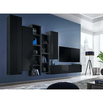 Obývací pokoj ImportWorld Obývací stěna MADONA XII, černá matná / černý lesk