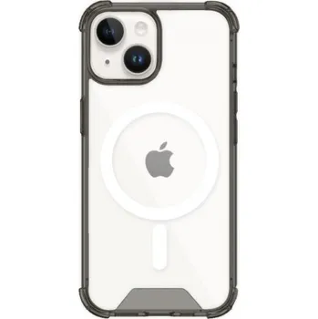 Pouzdro na mobilní telefon Transparentní kryt s barevným rámečkem a MagSafe pro iPhone 14 Plus - šedý