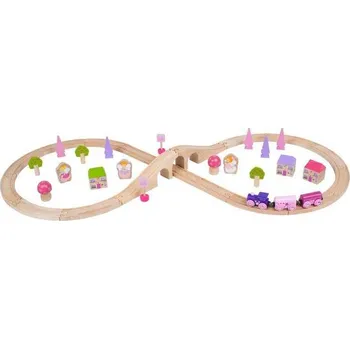 Vláček a vláčkodráha Bigjigs Rail Dřevěná vláčkodráha osmička pro princezny 35 dílů