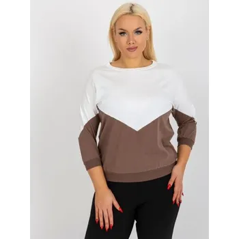 Dámská halenka Dámská halenka s 3/4 rukávem plus size DOLLIE ecru a hnědá