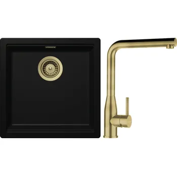 Kuchyňský dřez Set Schock S31-18 (dřez Kiruna N-100 Night + baterie Keto.120 White Gold + komponenty White Gold)