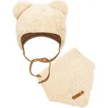 Zimní kojenecká čepička s šátkem na krk New Baby Teddy bear béžová, vel. 80 (9-12m)
