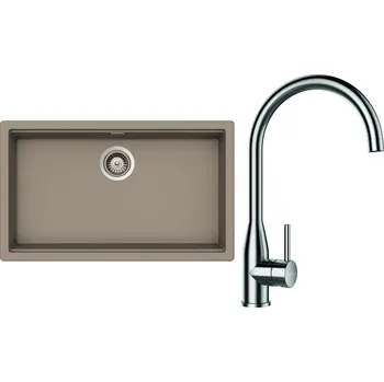 Granitový dřez Set Schock S29-2 (dřez Kiruna N-100XL Twilight + baterie Kavus Nerez + komponenty Nerez)