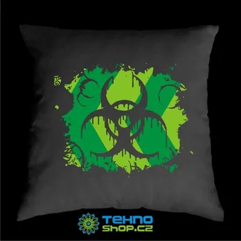 Dekorativní polštářek TEKNOSHOP Biohazard Green tekno polštářek s potiskem žlutý