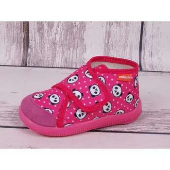 Dívčí bačkory Bačkůrky botičky MILAMI 225-2PAN tm. růžové s pandami lehké flexibilní velikost: 21