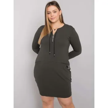 Dámské šaty Dámské šaty s kapsami plus size ALESSIA khaki