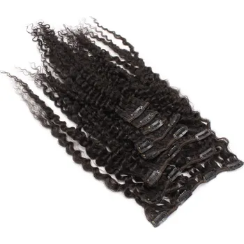 Příčesek Clip in kudrnaté vlasy 100% lidské REMY 50cm - přírodní černá