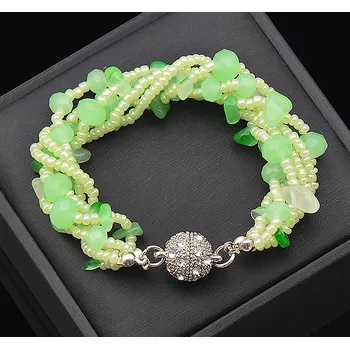 Náramek B-TOP Vícevrstvý korálkový náramek s magnetickým zapínáním Druh barvy: Zelená
