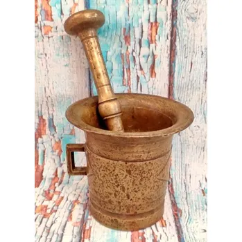 Hmoždíř Starožitný mosazný hmoždíř 13,5cm