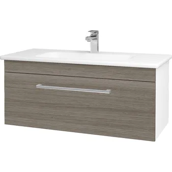 Koupelnový nábytek Dřevojas Umyvadlová skříňka ASTON SZZ 100 - N01 Bílá lesk / Úchytka T03 / D03 Cafe