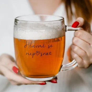 Sklenice Bella Rose Skleněný půllitr na pivo Hlavně se nep♥srat 500 ml