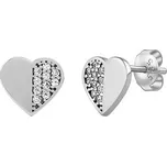 Zlaté náušnice srdce na puzetu se zirkony QRGE010