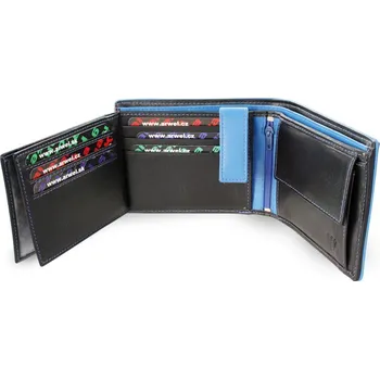 Peněženka Pánská kožená peněženka Arwel 8142 - černá-modrá