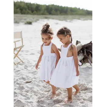 Dívčí šaty Roe Joe Roe&Joe Lněné šaty No3 - bílé Velikost: 104 / 4 roky