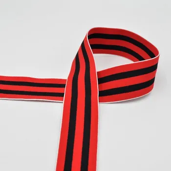 Textilie Pruženka červeno-černé pruhy, 40mm