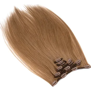 Příčesek Clip in vlasy k prodlužování 60cm, 120g - REMY, 100% lidské - světle hnědá