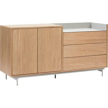 Komoda Dubová komoda Teulat Valley 150 x 45 cm se světle šedým dekorem