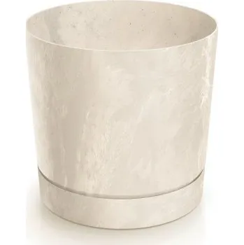Květináč Květináč TUBOS P BETON EFFECT krémový matný, varianta 14,8 cm