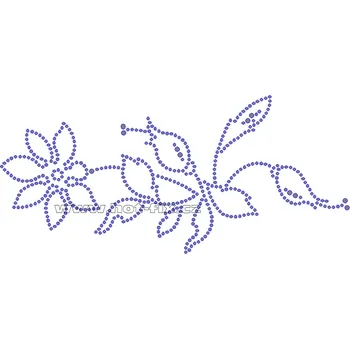 K009A-L - popínavá růže nažehlovací potisk z hot-fix kamenů, rozměry cca 20,2x9,3cm barva: kameny barva 101 Crystal /stříbrná