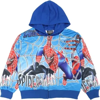 Chlapecký svetr Chlapecká mikina na zip SPIDERMAN s pavučinou, s kapucí Barva: modrá, Velikost: M (4 roky)