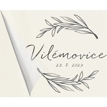 Svatební dekorace Transparentní svatební samolepka s vlastním příjmením a datem svatby 10 Ks ) - VĚNEČEK