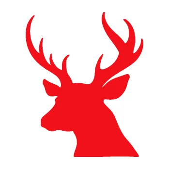 Samolepící dekorace SAMOLEPKA Jelen 009 levá silueta s parožím (10 - červená) NA AUTO, NÁLEPKA, FÓLIE, POLEP, TUNING, VLASTNÍ TEXT, TISK, AUTOSAMOLEPKY.cz, POLEPY, OBRÁZEK, LOGO, SAMOLEPKY