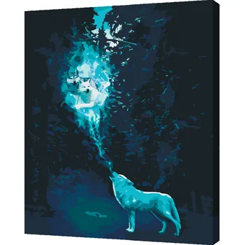 Malování podle čísel - Vlk volá smečku Velikost: 30x40cm, Rámování: Pouze srolované plátno