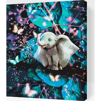 Malování podle čísel - Sloník v říši motýlů Velikost: 30x40cm, Rámování: Pouze srolované plátno