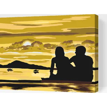 Malování podle čísel - Zamilovaný pár při západu slunce 2 Velikost: 30x40cm, Rámování: Pouze srolované plátno