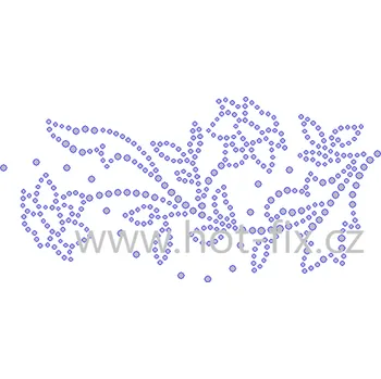 K084-L - květinový motiv nažehlovací hot-fix kamínková aplikace na textil, cca rozměry 15,8x7,8cm barva: kameny barva 101 Crystal /stříbrná