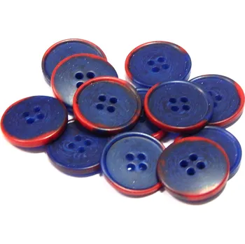 Knoflík GU227, Plastový knoflík, tmavě modrý s červeným , 10 mm / 1 kus