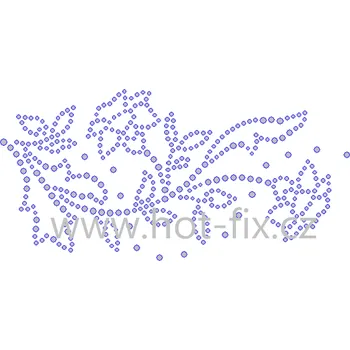 K084-P - květinový motiv nažehlovací hot-fix kamínková aplikace na textil, cca rozměry 15,8x7,8cm barva: kameny barva 101 Crystal /stříbrná