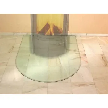 Skleněná podložka půlkulatá pod krbová kamna HARK 100x120 cm s fazetkou