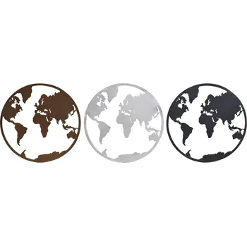 Nástěnná kovová dekorace 40 cm - mapa - černá