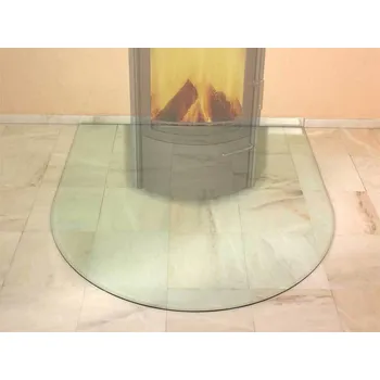 Skleněná podložka půlkulatá pod krbová kamna HARK 123x130 cm s fazetkou