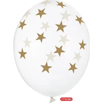 Balónek Balónek čirý se zlatými hvězdami 30 cm, strong
