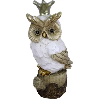 Dekorativní soška sovy se zlatou korunkou - 12*9*25 cm