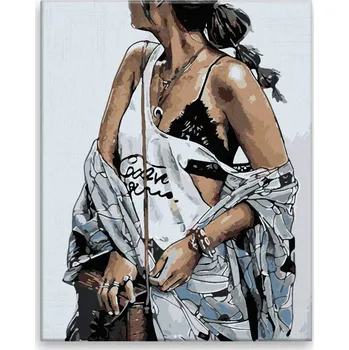 Malování podle čísel - Dívka - 40x50 cm, bez dřevěného rámu - CZ výroba